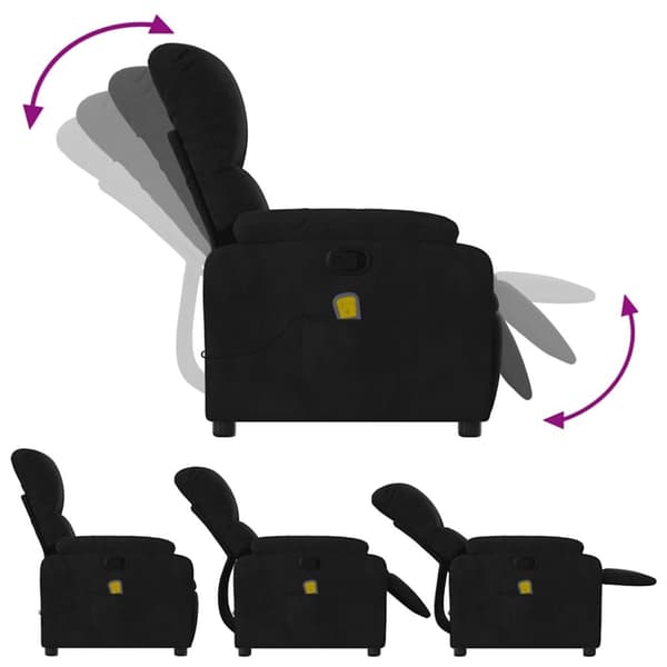 vidaXL Massagefåtölj svart mikrofibertyg
