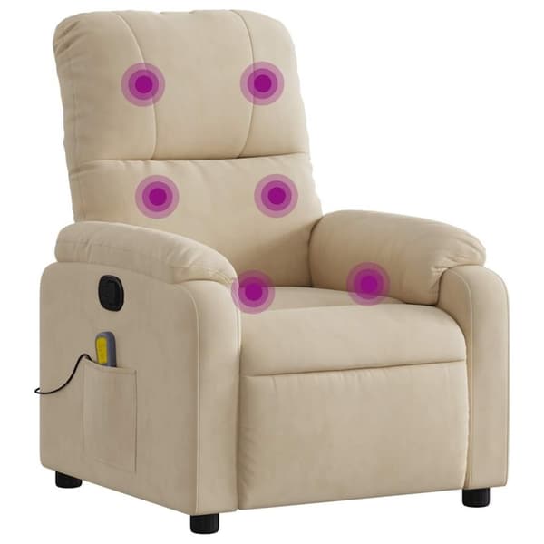 vidaXL massagestol mikrofiberstof cremefarvet