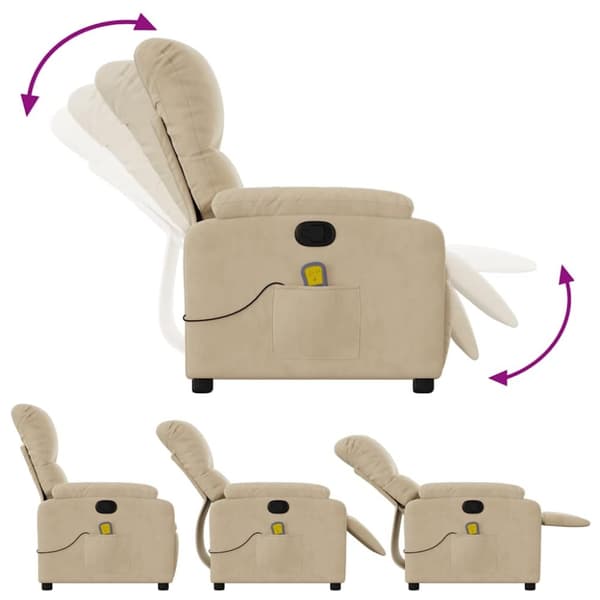 vidaXL Massagefåtölj gräddvit mikrofibertyg