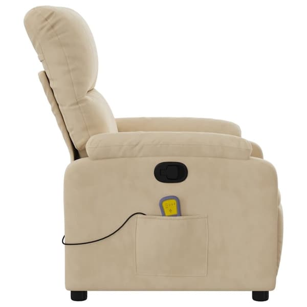 vidaXL Massagefåtölj gräddvit mikrofibertyg