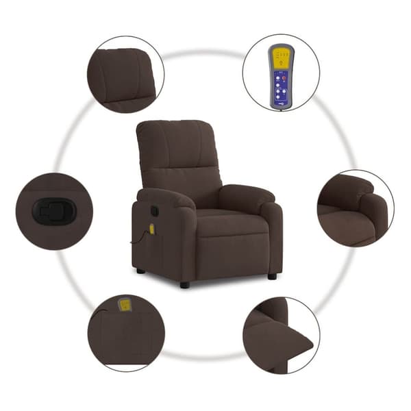 vidaXL Massagefåtölj brun mikrofibertyg