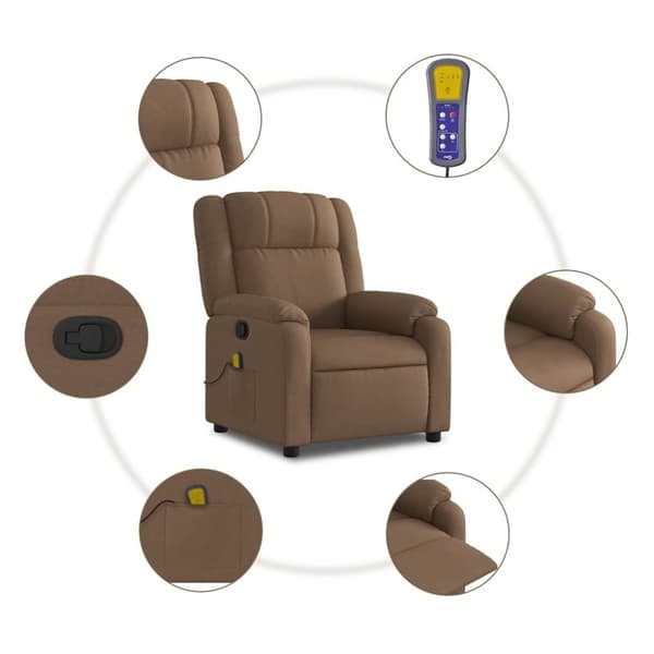 vidaXL Massagefåtölj brun tyg