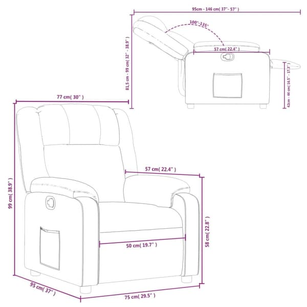 vidaXL Reclinerfåtölj taupe tyg