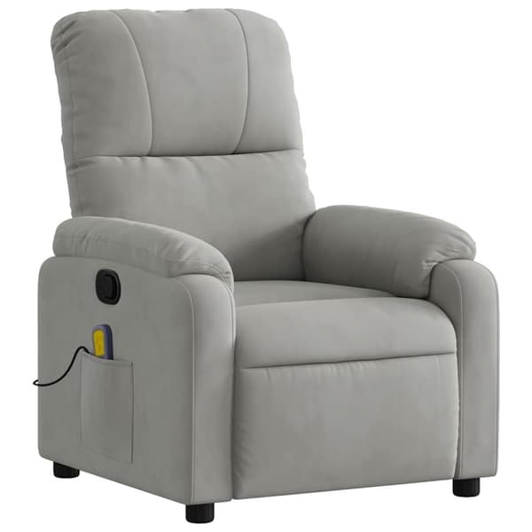 vidaXL Massagefåtölj ljusgrå mikrofibertyg