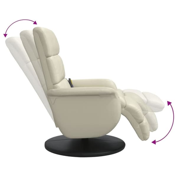 vidaXL Massagefåtölj med fotpall gräddvit konstläder