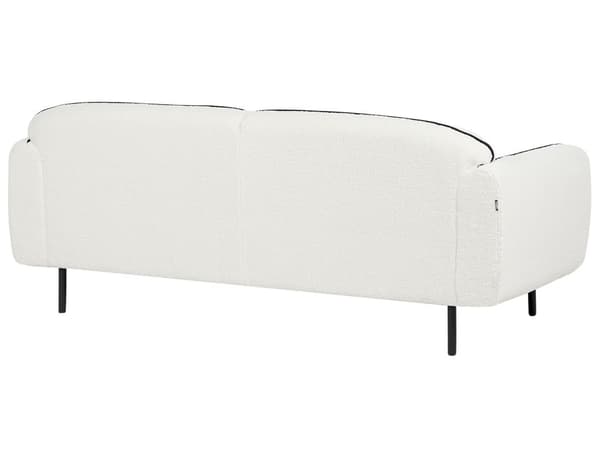 3-seters sofa Hvit Boucle stoff Mykt, nubret metallben Svart dekorativ kant retro Glam Kunst Dekor stil