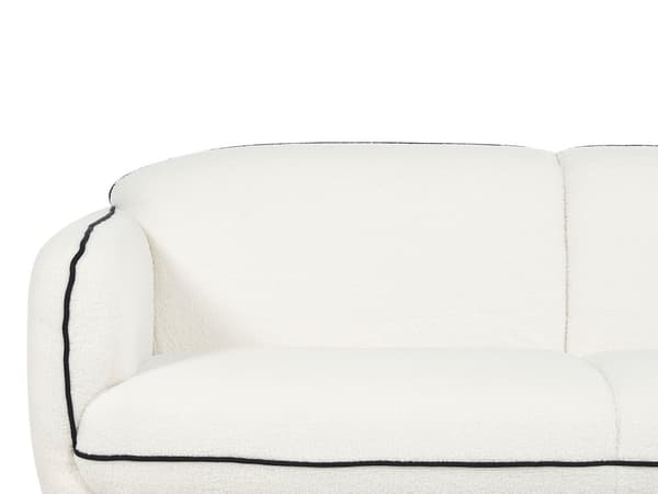 3-seters sofa Hvit Boucle stoff Mykt, nubret metallben Svart dekorativ kant retro Glam Kunst Dekor stil