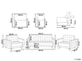 Miniatyrbilde 3 av 11: Sofagruppe Grønn Fløyel 3-seters sovesofa 2 lenestoler Justerbar rygg Sovefunksjon Metallben Dekorative knapper Moderne design Stue