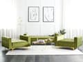 Miniatyrbilde 4 av 11: Sofagruppe Grønn Fløyel 3-seters sovesofa 2 lenestoler Justerbar rygg Sovefunksjon Metallben Dekorative knapper Moderne design Stue