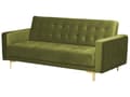 Miniatyrbilde 5 av 11: Sofagruppe Grønn Fløyel 3-seters sovesofa 2 lenestoler Justerbar rygg Sovefunksjon Metallben Dekorative knapper Moderne design Stue
