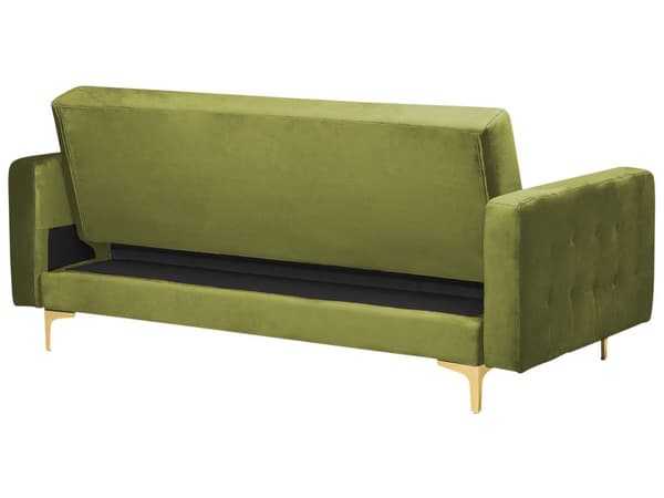 Sofagruppe Grønn Fløyel 3-seters sovesofa 2 lenestoler Justerbar rygg Sovefunksjon Metallben Dekorative knapper Moderne design Stue
