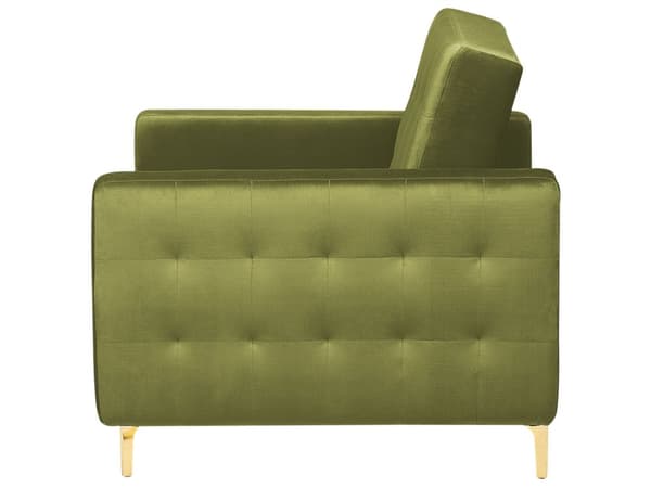Sofagruppe Grønn Fløyel 3-seters sovesofa 2 lenestoler Justerbar rygg Sovefunksjon Metallben Dekorative knapper Moderne design Stue