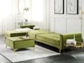 Miniatyrbilde 4 av 11: Hjørnesofa Grønn Fløyel Tuftet stoff Moderne L-formet Modulær 5-seter med fotskammel Høyrevendt sjeselong