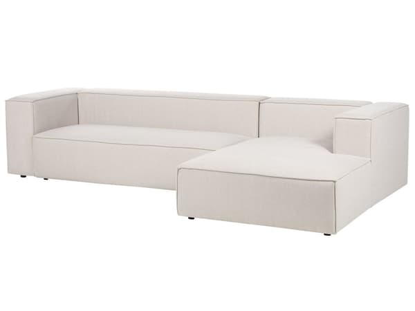 Hörnsoffa Vänstervänd 3-sitsig Beige Sammet Klädd med Armstöd Minimalistisk Stil Vardagsrum