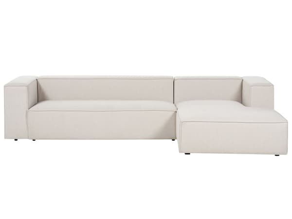 Hörnsoffa Vänstervänd 3-sitsig Beige Sammet Klädd med Armstöd Minimalistisk Stil Vardagsrum