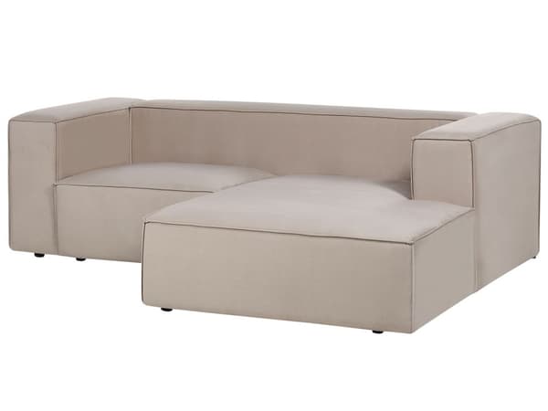 Hörnsoffa Vänstervänd 2-sitsig Taupe Sammet Klädd med Armstöd Minimalistisk Stil Vardagsrum