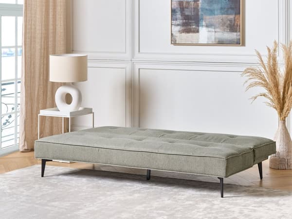 Bäddsoffa Ljusgrönt Tyg Modernt Vardagsrum Gästrum Konvertibel 3 Sits Utan Armstöd Minimalistisk Design