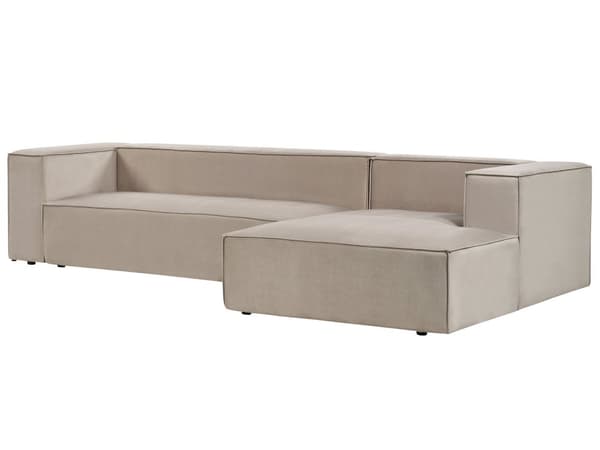 Hörnsoffa Vänstervänd 3-sitsig Taupe Sammet Klädd med Armstöd Minimalistisk Stil Vardagsrum