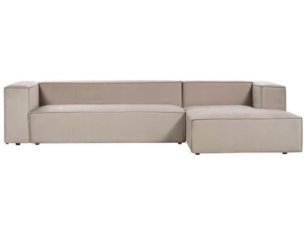 Hörnsoffa Vänstervänd 3-sitsig Taupe Sammet Klädd med Armstöd Minimalistisk Stil Vardagsrum