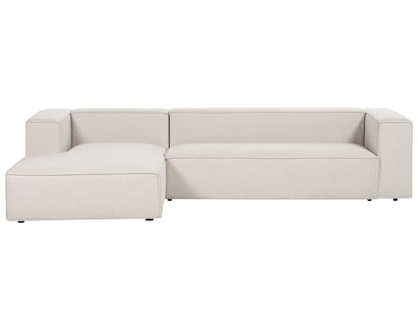 Hörnsoffa Högervänd 3-sitsig Beige Sammet Klädd med Armstöd Minimalistisk Stil Vardagsrum