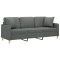 Miniatyrbillede 3 af 8: vidaXL 3-personers sofa med pyntepuder 180 cm stof mørkegrå