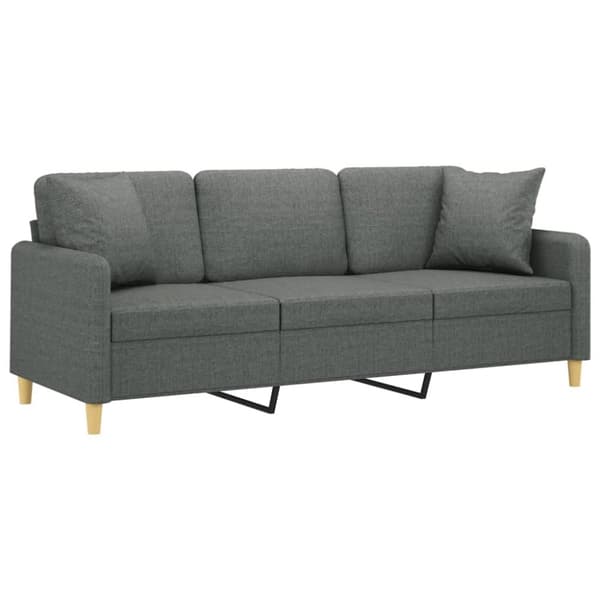 vidaXL 3-personers sofa med pyntepuder 180 cm stof mørkegrå