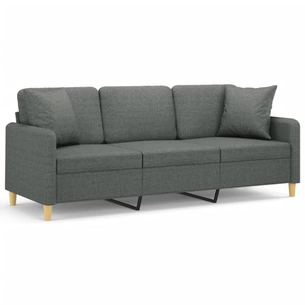 vidaXL 3-personers sofa med pyntepuder 180 cm stof mørkegrå
