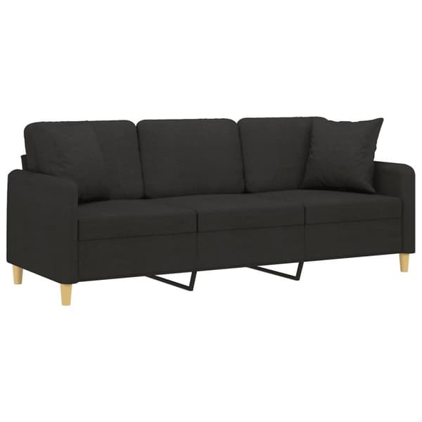vidaXL 3-personers sofa med pyntepuder 180 cm stof sort