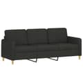 Miniatyrbillede 4 af 8: vidaXL 3-personers sofa med pyntepuder 180 cm stof sort