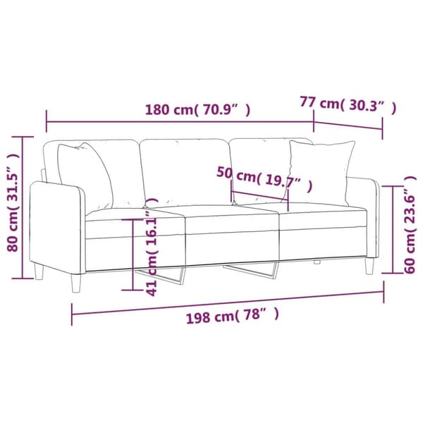 vidaXL 3-personers sofa med pyntepuder 180 cm stof sort