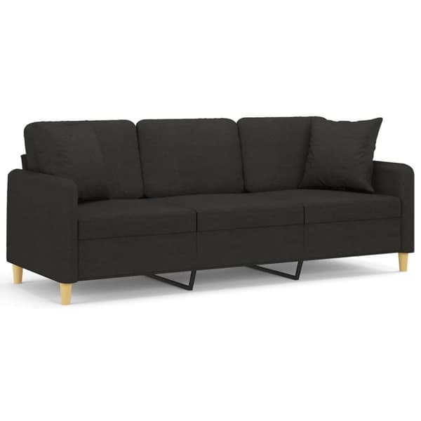 vidaXL 3-personers sofa med pyntepuder 180 cm stof sort
