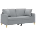 Miniatyrbillede 3 af 8: vidaXL 2-personers sofa med pyntepuder 140 cm stof lysegrå