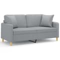 Miniatyrbillede 2 af 8: vidaXL 2-personers sofa med pyntepuder 140 cm stof lysegrå