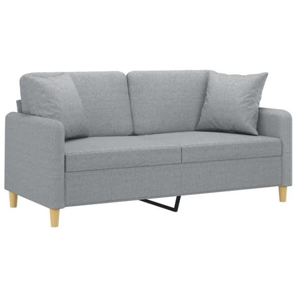 vidaXL 2-sits soffa med prydnadskuddar ljusgrå 140 cm tyg