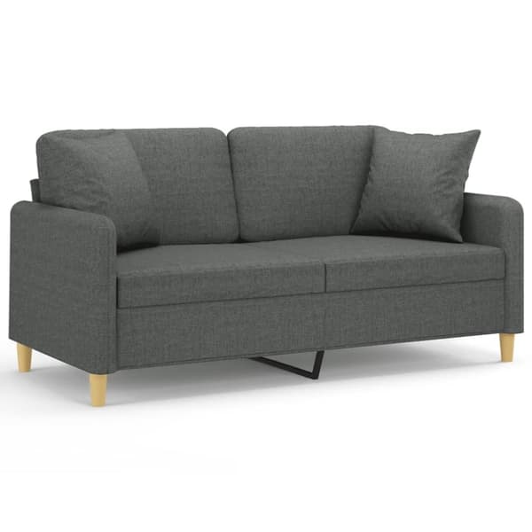vidaXL 2-personers sofa med pyntepuder 140 cm stof mørkegrå