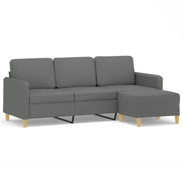 vidaXL 3-personers sofa med fodskammel 180 cm stof Mørkegrå