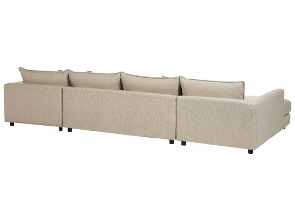 Hörnsoffa Beige Polyesterklädsel Modern U-formad 5-sits med Ottomaner Extra Kuddar Vadderat Ryggstöd