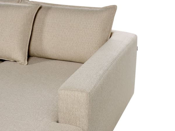 Hörnsoffa Beige Polyesterklädsel Modern U-formad 5-sits med Ottomaner Extra Kuddar Vadderat Ryggstöd