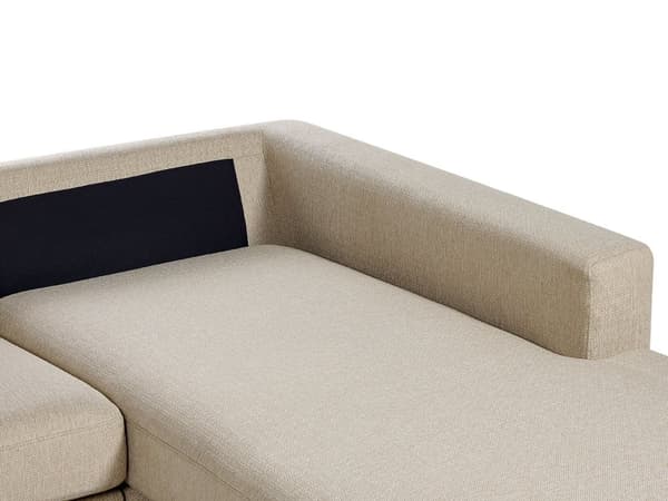 Hörnsoffa Beige Polyesterklädsel Modern U-formad 5-sits med Ottomaner Extra Kuddar Vadderat Ryggstöd