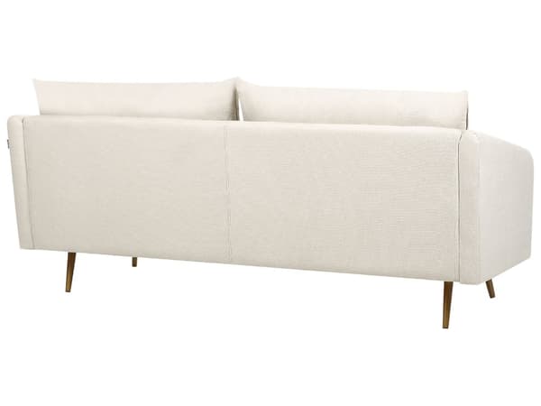 Sofa Beige Polyester 3-seters ryggpolstret sete Metall Gyllen Ben Retro Glamour