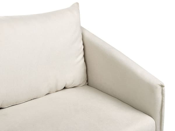 Sofa Beige Polyester 3-seters ryggpolstret sete Metall Gyllen Ben Retro Glamour