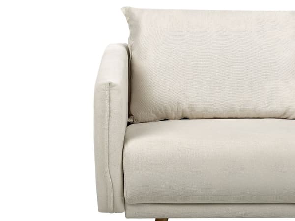 Sofa Beige Polyester 3-seters ryggpolstret sete Metall Gyllen Ben Retro Glamour