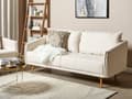 Miniatyrbilde 2 av 11: Sofa Beige Polyester 3-seters ryggpolstret sete Metall Gyllen Ben Retro Glamour