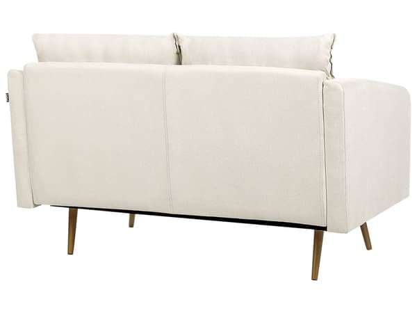 Soffa Beige Tyg 2 Sits Rygg Polstrad Sits Metall Gyllene Ben Retro Glam