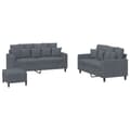 Miniatyrbillede 1 af 9: vidaXL sofasæt 3 dele med hynder velour mørkegrå