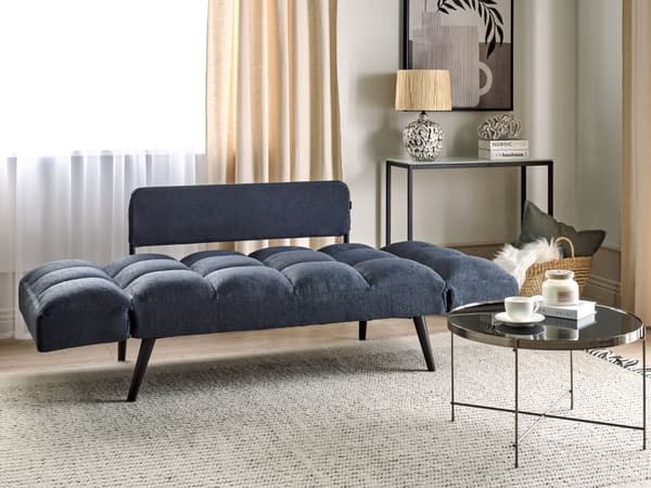 Sovesofa Mørkeblå Stof 2 Personers Moderne Blød Sofaseng To Personers Designsofa til Værelse Stofsofa med Justerbar Armlæn Funktion