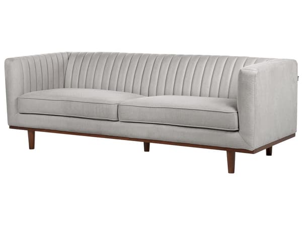 Sofa Lysegrå Polyester Polstret 3-seter Moderne Sofa Stil Stue Brede Armlener Tuftet Ryggstøtte