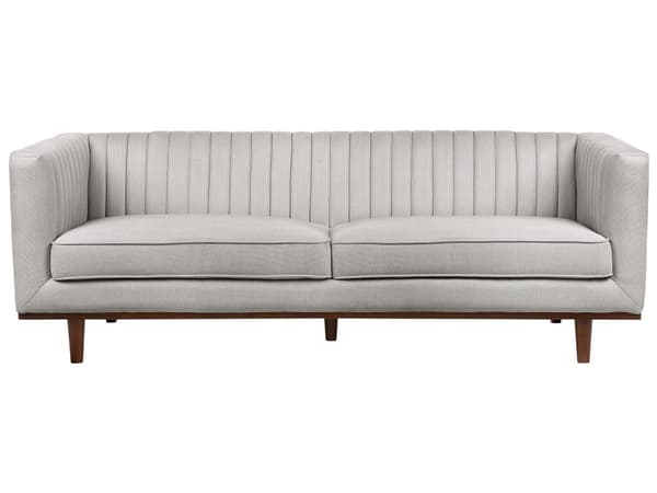 Sofa Lysegrå Polyester Polstret 3-seter Moderne Sofa Stil Stue Brede Armlener Tuftet Ryggstøtte