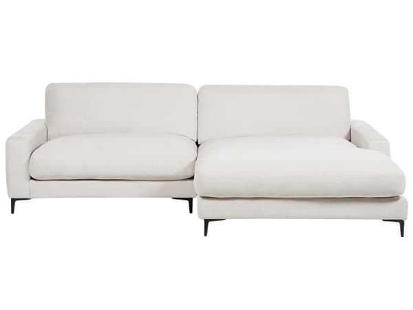 Venstrehånds hjørnesofa Off-White stoff Polyester Metall Svarte ben 190 x 272 x 83 cm Polstret rygg 3-seters L-formet Moderne stil Stue