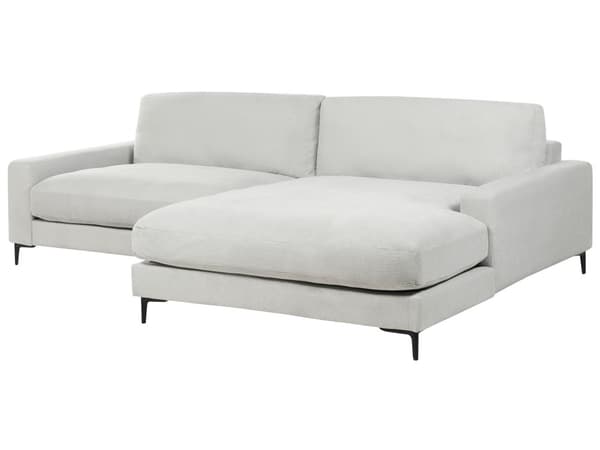 Venstrehånds hjørnesofa Lysegrå stoff Polyester Metall Svarte ben 190 x 272 x 83 cm Polstret rygg 3-seters L-formet Moderne stil Stue